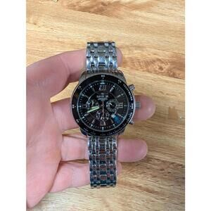 Invicta Men's Stainless Steel Chronograph Watch with Black Dial TESTED